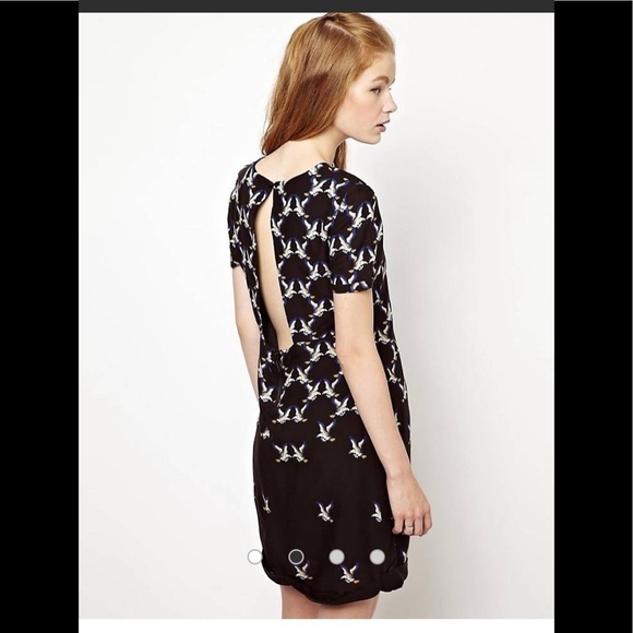 Eleven Paris Dress Teagle Bird Print With Cut Out Back ASOS M Size 8 US - Picture 13 of 16